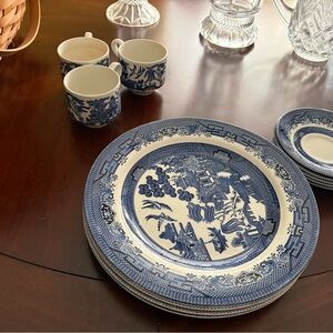 Churchill Blue Willow England bundle of dishes
